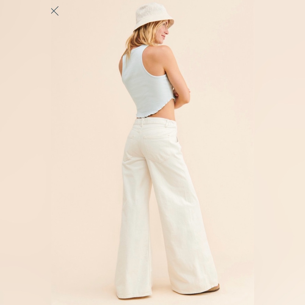Free People Love fool Cream Flare Wide-Leg Jeans sz 27, - Picture 2 of 10